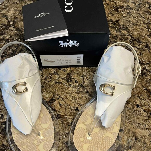 COACH NATALEE JELLY TRANSPARENT SANDALS - Picture 1 of 5